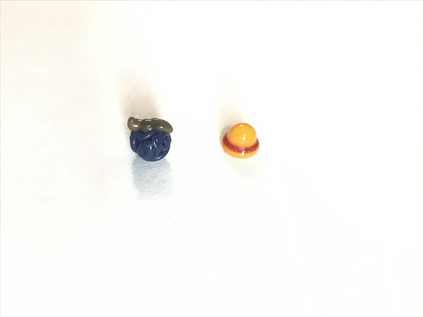 Mini handcrafted borosilicate glass art bead Rubber fruit & hat